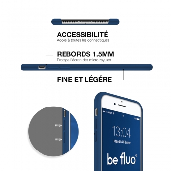 Moxie Coque iPhone 7 Plus/8 Plus [BeFluo] Coque Silicone Fine et Légère pour iPhone 8 Plus et iPhone 7 Plus, Intérieur Microfibre, Coque Anti-chocs et Anti-rayures pour iPhone 8+/7+ - Bleu Marine