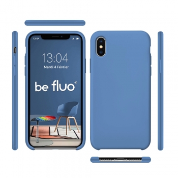 Moxie Coque iPhone XS / iPhone X [BeFluo] Coque Silicone Fine et Légère pour iPhone XS 5.8" et iPhone X, Intérieur Microfibre, Coque Anti-chocs et Anti-rayures pour iPhone XS/X - Bleu Acier