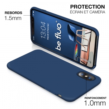 Moxie Coque iPhone XS / iPhone X [BeFluo] Coque Silicone Fine et Légère pour iPhone XS 5.8" et iPhone X, Intérieur Microfibre, Coque Anti-chocs et Anti-rayures pour iPhone XS/X - Bleu Marine