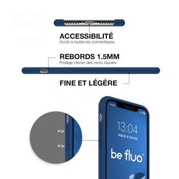 Moxie Coque iPhone XS / iPhone X [BeFluo] Coque Silicone Fine et Légère pour iPhone XS 5.8" et iPhone X, Intérieur Microfibre, Coque Anti-chocs et Anti-rayures pour iPhone XS/X - Bleu Marine