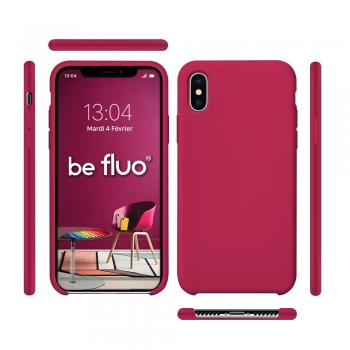 Moxie Coque iPhone XS / iPhone X [BeFluo] Coque Silicone Fine et Légère pour iPhone XS 5.8" et iPhone X, Intérieur Microfibre, Coque Anti-chocs et Anti-rayures pour iPhone XS/X - Framboise