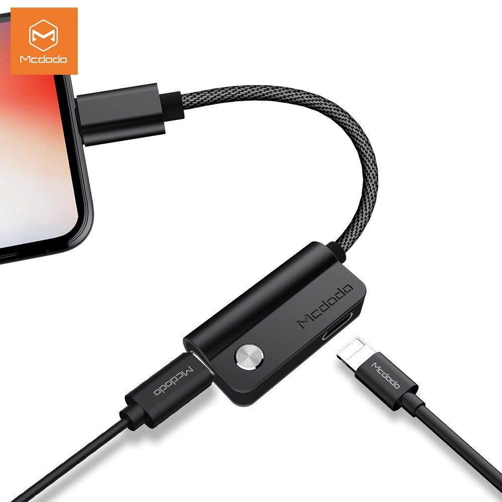 Double Adaptateur Audio Lightning, Mcdodo [CA-4701] [Charge + Audio] Adaptateur  pour iPhone X, iPhone 7/8, iPhone 8 Plus/7 Plus [Black] - Noir