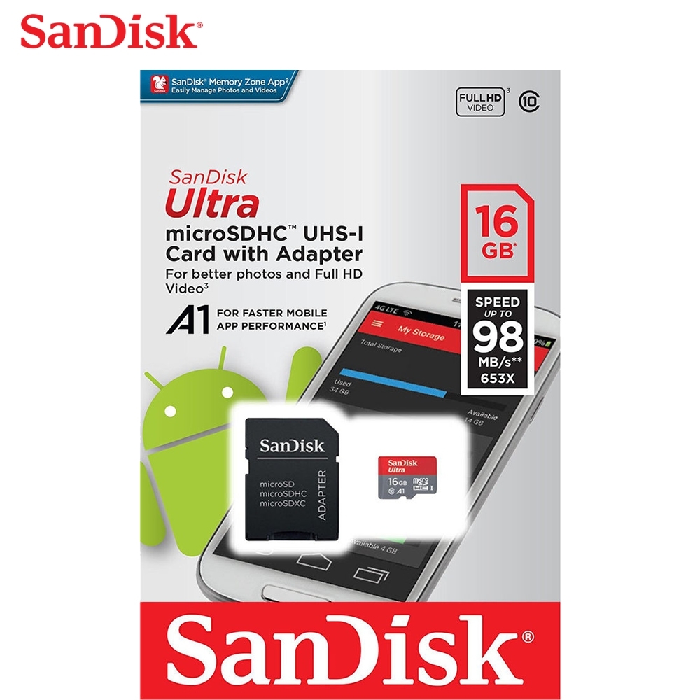 Carte micro SD HC 16 Go avec adaptateur - Carte mémoire micro SD