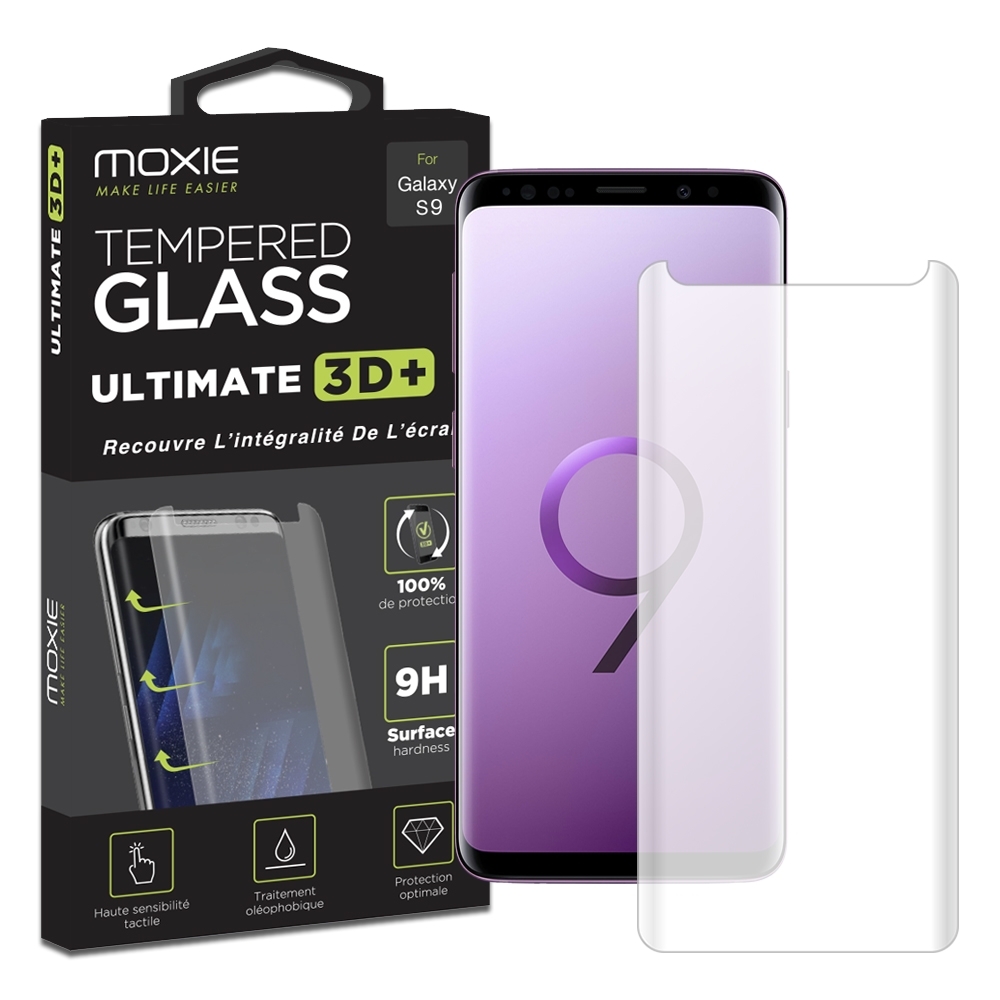Protection d'écran Samsung Galaxy S9 en verre trempé, Moxie [Ultimate 3D+]