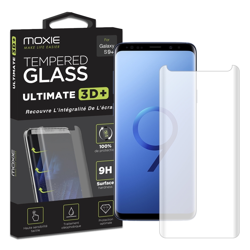 Protection d'écran Samsung Galaxy S9 Plus / S9+ en verre trempé, Moxie [Ultimate 3D+]