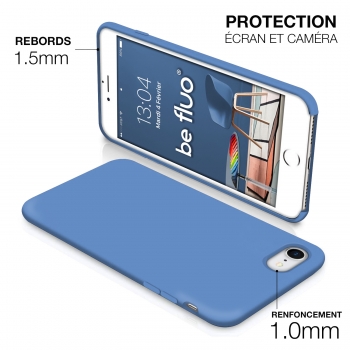 Moxie Coque iPhone 7/8/SE 2020 [BeFluo] Coque Silicone Fine et Légère pour iPhone 8, iPhone 7 et iPhone SE 2020, Intérieur Microfibre, Coque Anti-chocs et Anti-rayures pour iPhone 8/7/SE 2020 - Bleu Acier