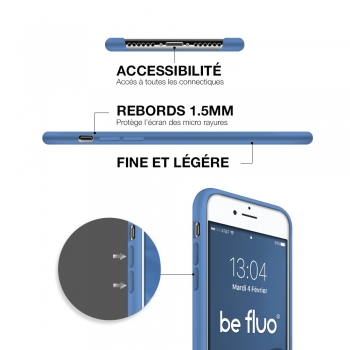 Moxie Coque iPhone 7/8/SE 2020 [BeFluo] Coque Silicone Fine et Légère pour iPhone 8, iPhone 7 et iPhone SE 2020, Intérieur Microfibre, Coque Anti-chocs et Anti-rayures pour iPhone 8/7/SE 2020 - Bleu Acier