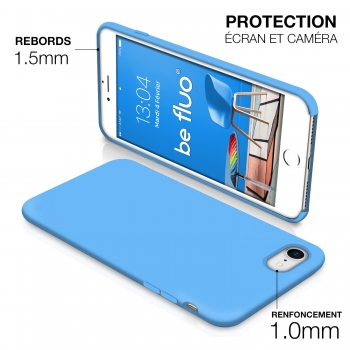 Moxie Coque iPhone 7/8/SE 2020 [BeFluo] Coque Silicone Fine et Légère pour iPhone 8, iPhone 7 et iPhone SE 2020, Intérieur Microfibre, Coque Anti-chocs et Anti-rayures pour iPhone 8/7/SE 2020 - Bleu Clair