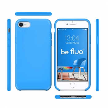 Moxie Coque iPhone 7/8/SE 2020 [BeFluo] Coque Silicone Fine et Légère pour iPhone 8, iPhone 7 et iPhone SE 2020, Intérieur Microfibre, Coque Anti-chocs et Anti-rayures pour iPhone 8/7/SE 2020 - Bleu Clair