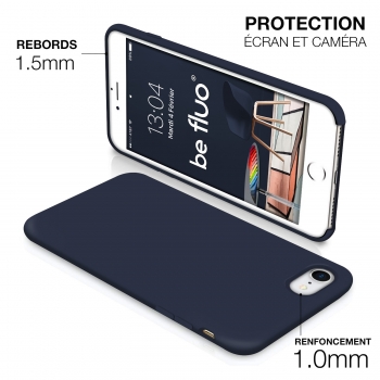 Moxie Coque iPhone 7/8/SE 2020 [BeFluo] Coque Silicone Fine et Légère pour iPhone 8, iPhone 7 et iPhone SE 2020, Intérieur Microfibre, Coque Anti-chocs et Anti-rayures pour iPhone 8/7/SE 2020 - Bleu Foncé