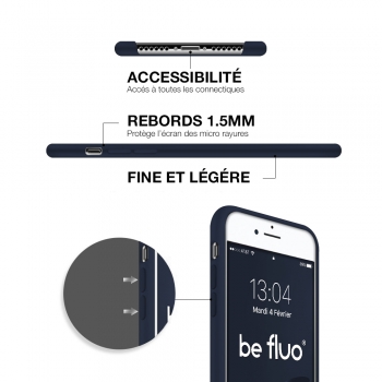 Moxie Coque iPhone 7/8/SE 2020 [BeFluo] Coque Silicone Fine et Légère pour iPhone 8, iPhone 7 et iPhone SE 2020, Intérieur Microfibre, Coque Anti-chocs et Anti-rayures pour iPhone 8/7/SE 2020 - Bleu Foncé