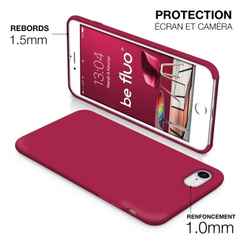 Moxie Coque iPhone 7/8/SE 2020 [BeFluo] Coque Silicone Fine et Légère pour iPhone 8, iPhone 7 et iPhone SE 2020, Intérieur Microfibre, Coque Anti-chocs et Anti-rayures pour iPhone 8/7/SE 2020 - Framboise