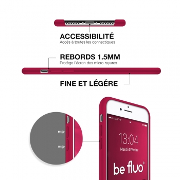 Moxie Coque iPhone 7/8/SE 2020 [BeFluo] Coque Silicone Fine et Légère pour iPhone 8, iPhone 7 et iPhone SE 2020, Intérieur Microfibre, Coque Anti-chocs et Anti-rayures pour iPhone 8/7/SE 2020 - Framboise