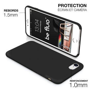 Coque Silicone Moxie BeFluo Fine et Légère pour iPhone 7, Intérieur Microfibre - Noir