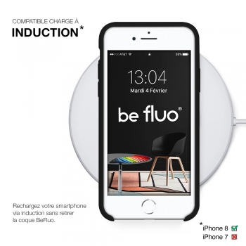 Coque Silicone Moxie BeFluo Fine et Légère pour iPhone 7, Intérieur Microfibre - Noir