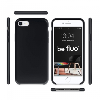 Coque Silicone Moxie BeFluo Fine et Légère pour iPhone 7, Intérieur Microfibre - Noir