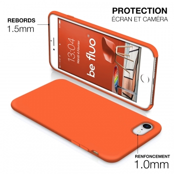Moxie Coque iPhone 7/8/SE 2020 [BeFluo] Coque Silicone Fine et Légère pour iPhone 8, iPhone 7 et iPhone SE 2020, Intérieur Microfibre, Coque Anti-chocs et Anti-rayures pour iPhone 8/7/SE 2020 - Orange