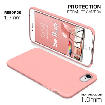 Moxie Coque iPhone 7/8/SE 2020 [BeFluo] Coque Silicone Fine et Légère pour iPhone 8, iPhone 7 et iPhone SE 2020, Intérieur Microfibre, Coque Anti-chocs et Anti-rayures pour iPhone 8/7/SE 2020 - Rose Clair