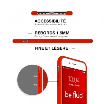Moxie Coque iPhone 7/8/SE 2020 [BeFluo] Coque Silicone Fine et Légère pour iPhone 8, iPhone 7 et iPhone SE 2020, Intérieur Microfibre, Coque Anti-chocs et Anti-rayures pour iPhone 8/7/SE 2020 - Rouge
