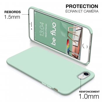 Moxie Coque iPhone 7/8/SE 2020 [BeFluo] Coque Silicone Fine et Légère pour iPhone 8, iPhone 7 et iPhone SE 2020, Intérieur Microfibre, Coque Anti-chocs et Anti-rayures pour iPhone 8/7/SE 2020 - Menthe