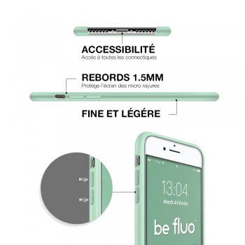 Moxie Coque iPhone 7/8/SE 2020 [BeFluo] Coque Silicone Fine et Légère pour iPhone 8, iPhone 7 et iPhone SE 2020, Intérieur Microfibre, Coque Anti-chocs et Anti-rayures pour iPhone 8/7/SE 2020 - Menthe