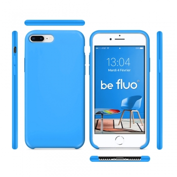 Moxie Coque iPhone 7 Plus/8 Plus [BeFluo] Coque Silicone Fine et Légère pour iPhone 8 Plus et iPhone 7 Plus, Intérieur Microfibre, Coque Anti-chocs et Anti-rayures pour iPhone 8+/7+ - Bleu Clair