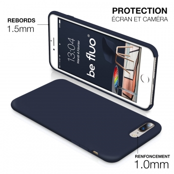 Moxie Coque iPhone 7 Plus/8 Plus [BeFluo] Coque Silicone Fine et Légère pour iPhone 8 Plus et iPhone 7 Plus, Intérieur Microfibre, Coque Anti-chocs et Anti-rayures pour iPhone 8+/7+ - Bleu Foncé