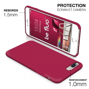 Moxie Coque iPhone 7 Plus/8 Plus [BeFluo] Coque Silicone Fine et Légère pour iPhone 8 Plus et iPhone 7 Plus, Intérieur Microfibre, Coque Anti-chocs et Anti-rayures pour iPhone 8+/7+ - Framboise