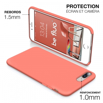 Moxie Coque iPhone 7 Plus/8 Plus [BeFluo] Coque Silicone Fine et Légère pour iPhone 8 Plus et iPhone 7 Plus, Intérieur Microfibre, Coque Anti-chocs et Anti-rayures pour iPhone 8+/7+ - Rose Pastel