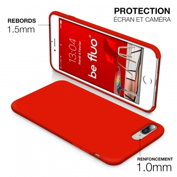 Moxie Coque iPhone 7 Plus/8 Plus [BeFluo] Coque Silicone Fine et Légère pour iPhone 8 Plus et iPhone 7 Plus, Intérieur Microfibre, Coque Anti-chocs et Anti-rayures pour iPhone 8+/7+ - Rouge
