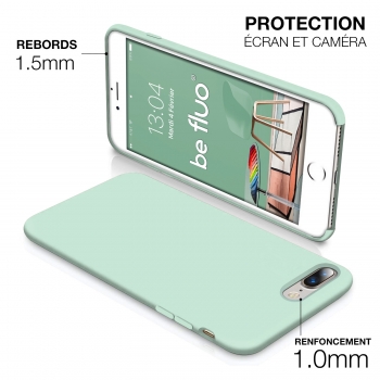 Moxie Coque iPhone 7 Plus/8 Plus [BeFluo] Coque Silicone Fine et Légère pour iPhone 8 Plus et iPhone 7 Plus, Intérieur Microfibre, Coque Anti-chocs et Anti-rayures pour iPhone 8+/7+ - Menthe