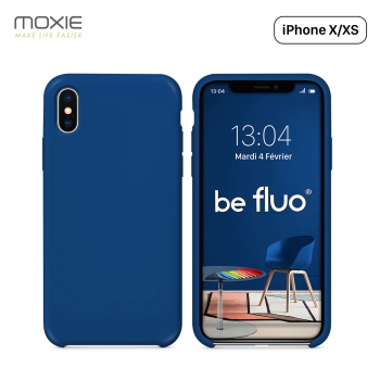 Moxie Coque iPhone XS / iPhone X [BeFluo] Coque Silicone Fine et Légère pour iPhone XS 5.8" et iPhone X, Intérieur Microfibre, Coque Anti-chocs et Anti-rayures pour iPhone XS/X - Bleu Marine