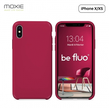 Moxie Coque iPhone XS / iPhone X [BeFluo] Coque Silicone Fine et Légère pour iPhone XS 5.8" et iPhone X, Intérieur Microfibre, Coque Anti-chocs et Anti-rayures pour iPhone XS/X - Framboise