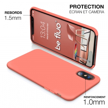 Moxie Coque iPhone XS / iPhone X [BeFluo] Coque Silicone Fine et Légère pour iPhone XS 5.8" et iPhone X, Intérieur Microfibre, Coque Anti-chocs et Anti-rayures pour iPhone XS/X - Rose Pastel