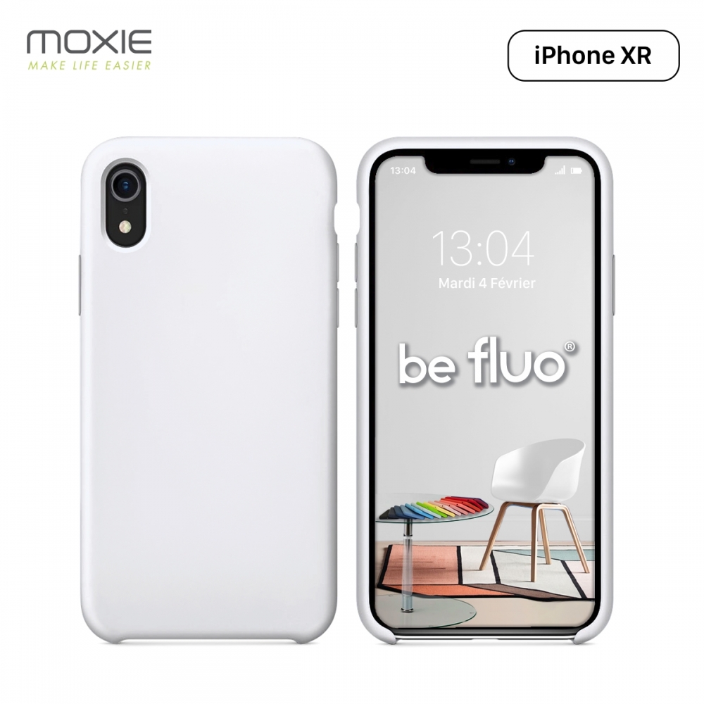 Moxie Coque iPhone XR [BeFluo] Coque Silicone Fine et Légère pour iPhone XR 6.1, Intérieur Microfibre, Coque Anti-chocs et Anti-rayures pour iPhone XR - Blanc