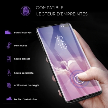 Moxie Protection d'écran Samsung Galaxy S10 Plus / S10+ en verre trempé compatible lecteur d'empreintes avec kit applicateur [Ultimate 3D+]