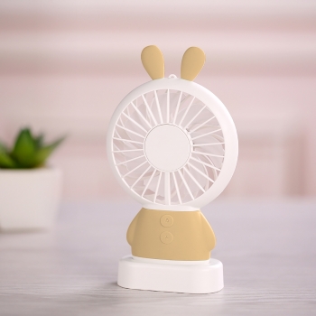 Moxie Mini Ventilateur [Rabbit Fan] Ventilateur Portatif à 2 Vitesses, Batterie de 800mAh Intégrée, Ventilo Lumineux avec Dragonne, Oreilles de Lapin - Marron