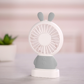 Moxie Mini Ventilateur [Rabbit Fan] Ventilateur Portatif à 2 Vitesses, Batterie de 800mAh Intégrée, Ventilo Lumineux avec Dragonne, Oreilles de Lapin - Gris