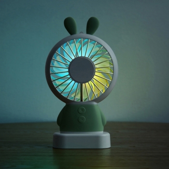 Moxie Mini Ventilateur [Rabbit Fan] Ventilateur Portatif à 2 Vitesses, Batterie de 800mAh Intégrée, Ventilo Lumineux avec Dragonne, Oreilles de Lapin - Gris