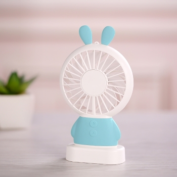 Moxie Mini Ventilateur [Rabbit Fan] Ventilateur Portatif à 2 Vitesses, Batterie de 800mAh Intégrée, Ventilo Lumineux avec Dragonne, Oreilles de Lapin - Bleu