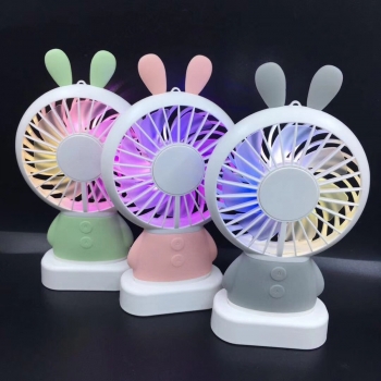Moxie Mini Ventilateur [Rabbit Fan] Ventilateur Portatif à 2 Vitesses, Batterie de 800mAh Intégrée, Ventilo Lumineux avec Dragonne, Oreilles de Lapin - Bleu