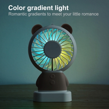 Moxie Mini Ventilateur [Bear Fan] Ventilateur Portatif à 2 Vitesses, Batterie de 800mAh Intégrée, Ventilo Lumineux avec Dragonne, Oreilles d'ourson - Bleu