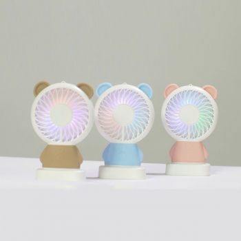 Moxie Mini Ventilateur [Bear Fan] Ventilateur Portatif à 2 Vitesses, Batterie de 800mAh Intégrée, Ventilo Lumineux avec Dragonne, Oreilles d'ourson - Bleu