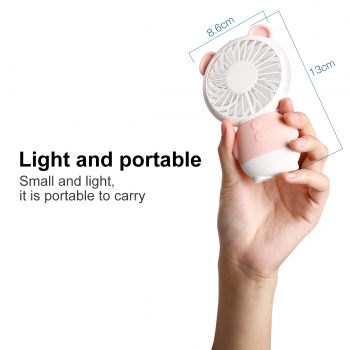 Moxie Mini Ventilateur [Bear Fan] Ventilateur Portatif à 2 Vitesses, Batterie de 800mAh Intégrée, Ventilo Lumineux avec Dragonne, Oreilles d'ourson - Bleu