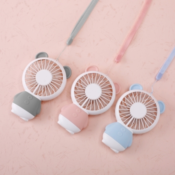 Moxie Mini Ventilateur [Bear Fan] Ventilateur Portatif à 2 Vitesses, Batterie de 800mAh Intégrée, Ventilo Lumineux avec Dragonne, Oreilles d'ourson - Bleu