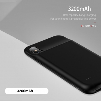 Usams Coque Batterie pour iPhone X/XS [Millie Series US-CD43] Coque Batterie 3200mAh Fine et Légère, Ultra Sécurisée pour iPhone XS 5.8" et iPhone X, Coque Renforcée contre les Impacts - Noir