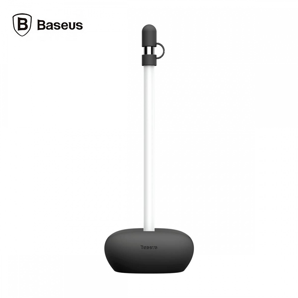 Baseus Support en Silicone pour Apple Pencil [ACBZ-AP01] Support Pencil Anti-poussière avec Capuchon, Excellente Stabilité, compatible Apple iPad Pro Séries et iPad 2018 - Noir