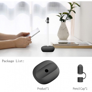 Baseus Support en Silicone pour Apple Pencil [ACBZ-AP01] Support Pencil Anti-poussière avec Capuchon, Excellente Stabilité, compatible Apple iPad Pro Séries et iPad 2018 - Noir