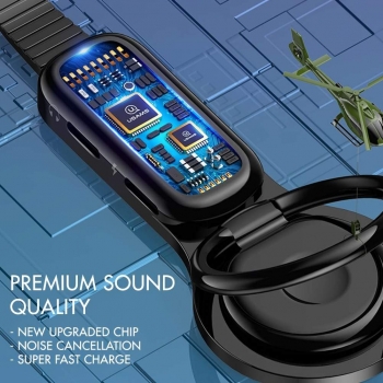 Double Adaptateur Audio Lightning, Usams [AU06] Double Lightning supportant la Charge et l'Audio en 2A, iOS 7.0 ou Supérieur, Support Ring Holder Intégré, Se fixe au dos du téléphone - Noir