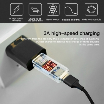 Moxie Câble 3 en 1  Lightning / Micro-USB / USB Type-C 3A 1.2M en Nylon tressé - Argent